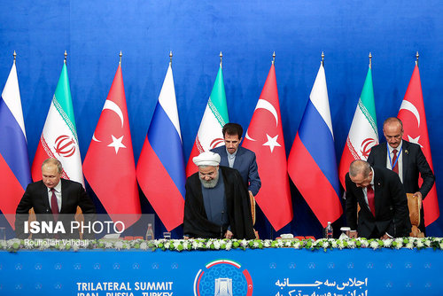 نشست مطبوعاتی رییسان جمهور ایران، روسیه و ترکیه (عکس)